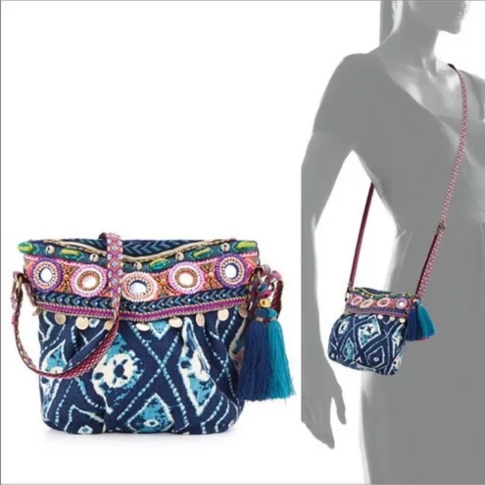 Christophe Sauvat *Domi Pouch* blue Omar beaded crossbody boho hippie bag purse